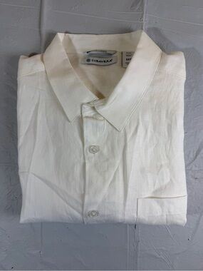 Cubavera Men's Cream Short-Sleeve Button-Front Camp Shirt 100% Linen